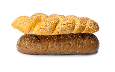 Bread on white background