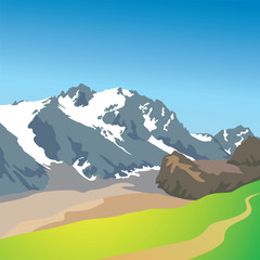 Alpine Mountain landscape vector - 31391956