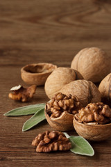 Fototapeta na wymiar Chopped walnuts.