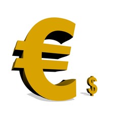 Fototapeta premium Duże euro i mały dolar