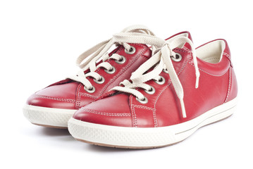 Red Leather Running Shoes