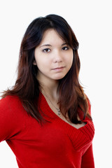 Fototapeta premium Close-up portrait of handsome teenager girl with long hair