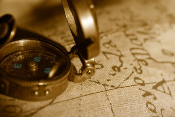 ancient compass and map background