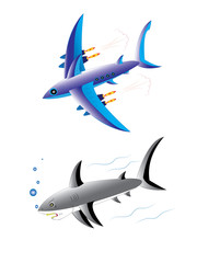 Naklejka premium The plane and a shark.