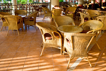 Table and four chairs on patio