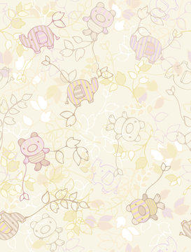 Seamless floral pattern for kid's design