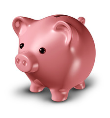 Pink piggy bank representing saving
