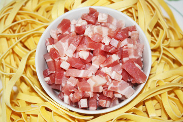 Lardons et tagliatelles