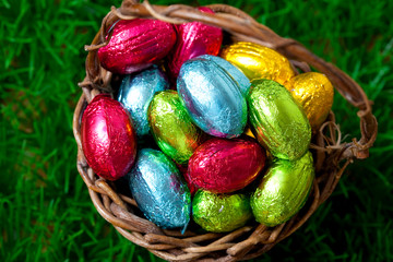 Easter eggs in a basket