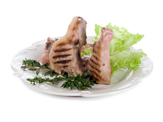 grilled lamb rib with salad-costolette agnello