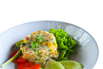 Fried rice with egg and vegetables,Thai cuisine.