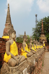 Fototapeta na wymiar Stone statue of Buddha at Wat Yai Chaimongkol,Thailand.