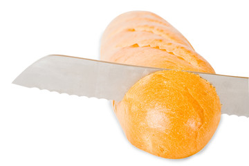 knife cuts bread