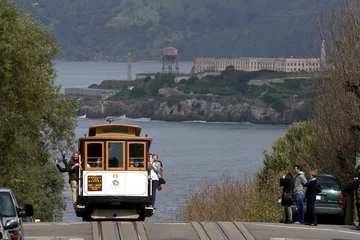 Poster San Francisco cable car with Alcatraz in the background © mato020