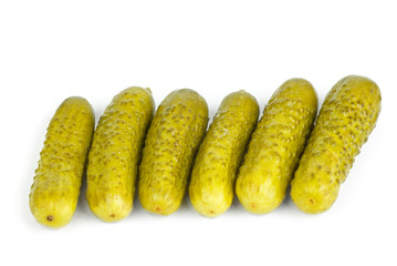 Six marinated  gherkins