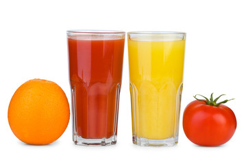 Tomato and orange juice and tomato & orange near