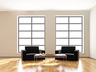 Interno con parquet e poltrone