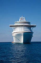 Fototapeta na wymiar Cruise Ship Anchored in Caribbean Sea