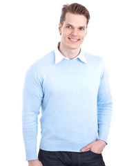 Fototapeta premium Casual happy young man smiling, isolated