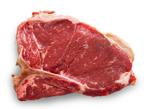 T-bone cut beef isolated on white