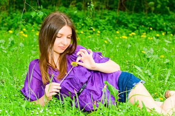 Fototapeta premium girl on grass
