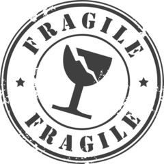 Stamp with the text fragile inside, vector illustration