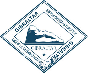 Grunge rubber stamp with rock and the word Gibraltar inside