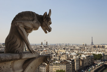 Horned Gargoyle With Eiffel Tower