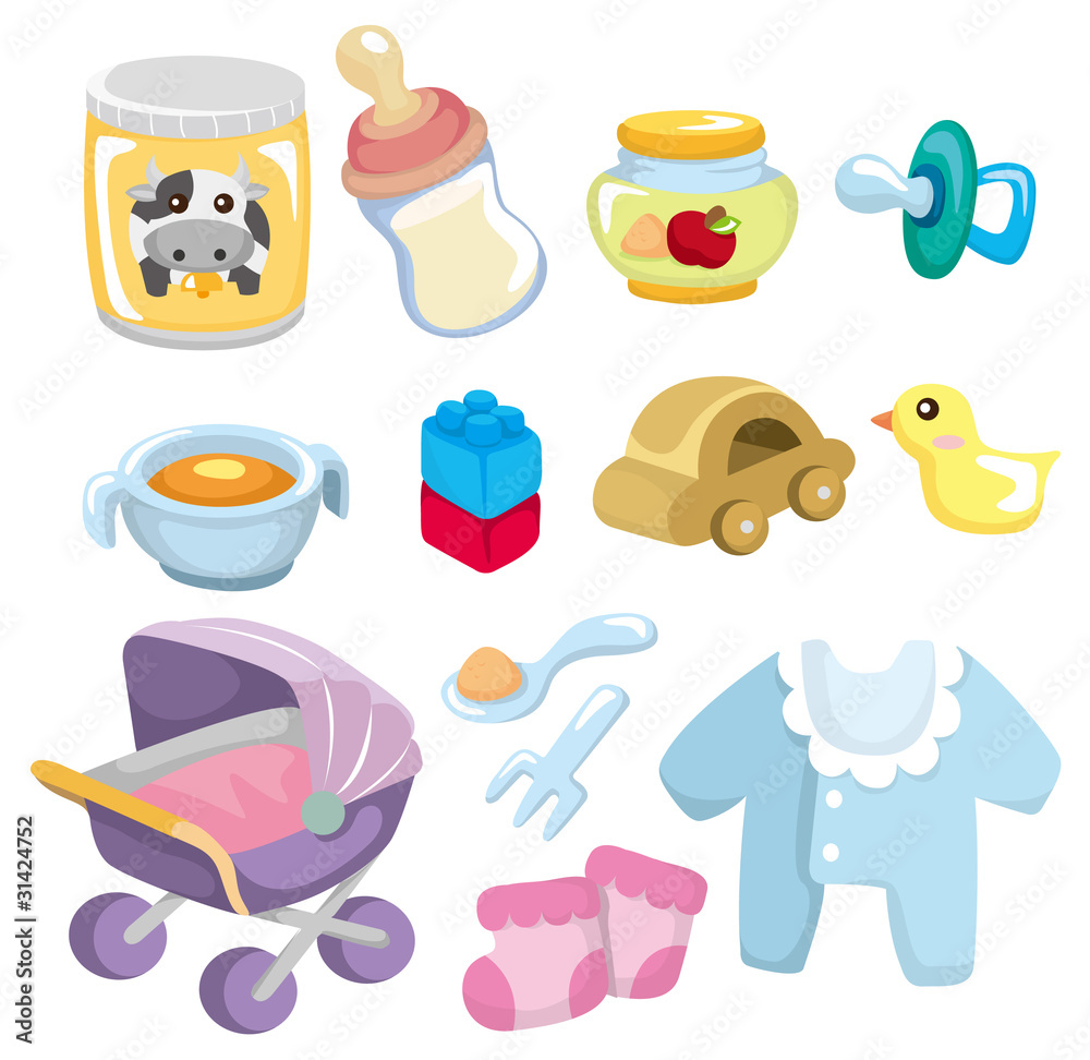 Wall mural cartoon baby goods icon