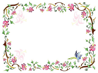 Floral frame with natural pattern