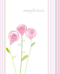 card with pink roses