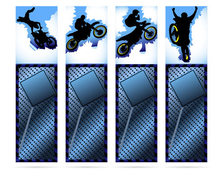 Web elements on metalic background with motorcycle silhouette
