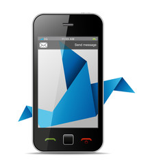 Origami Carrier Pigeon with an area for SMS.