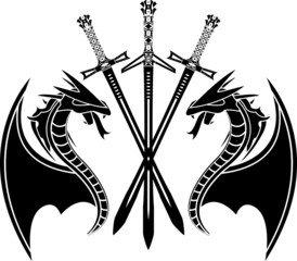 dragons and swords. stencil