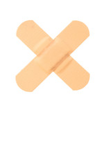 Top view of two adhesive bandages on white background