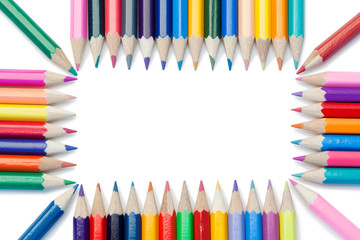 Fototapeta premium Color pencils forming a rectangle