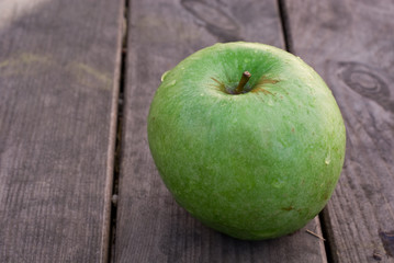 Apple on a bench