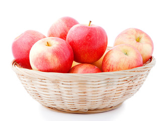 Basket of apples isolated on a white background