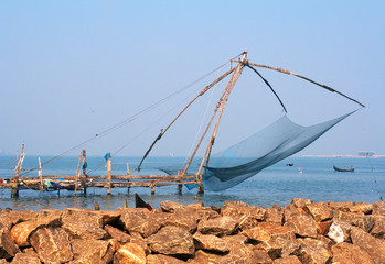 Fototapeta premium Chinese fishing nets in Fort Сochin, India