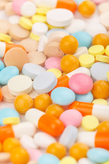 Colorful tablets with capsules