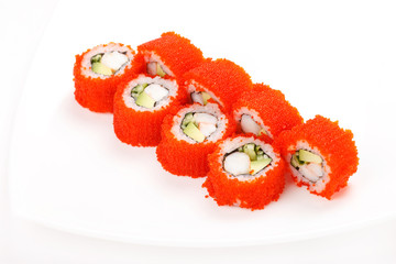 sushi on the white