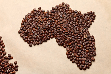 Africa made of coffee beans