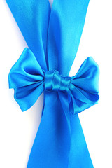 blue bow on white background