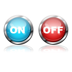 Botones futuristas texto ON y OFF