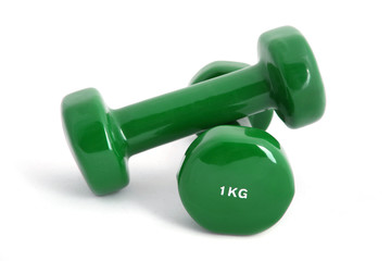 1 kg rubber coated dumbbell on white background