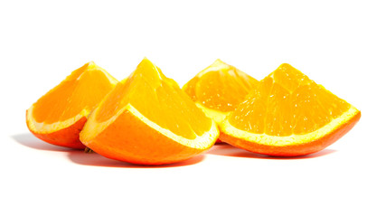 Fototapeta na wymiar fresh orange parts over white background