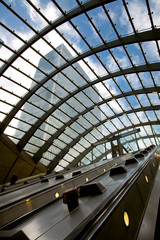 escalator underground station - Canary Wharf