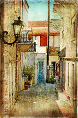 Obrazy na Szkle  stare greckie ulice - artystyczny obraz