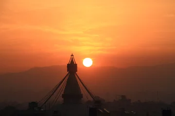 Papier Peint photo Lavable Népal Sunrise and Bodhnath Stupa in Kathmandu