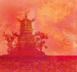 old paper with Asian Landscape